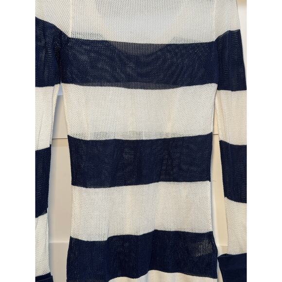 Tommy Bahama Long Sleeve Netting Knit Cover Up Stripe Blue Women's Teen Size XS - Picture 10 of 12